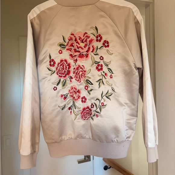 Forever 21 Jackets & Blazers - Satin Floral Embroidered Bomber Jacket